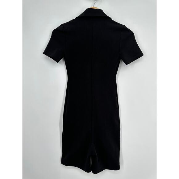 Oak + Fort Fitted Polo Romper Short Sleeve Black Oak Refined Bodysuit - Picture 8 of 11